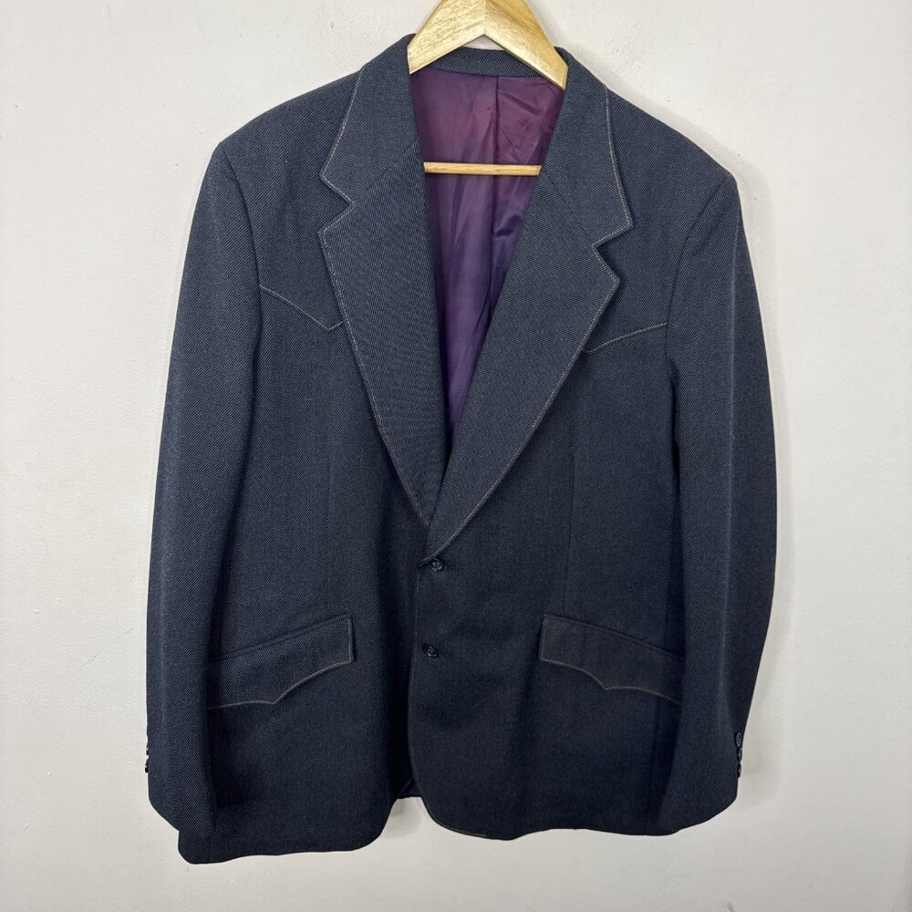 Vintage Lee‎ Western Men 48L Tall Dark Blue Blazer Sports Coat USA